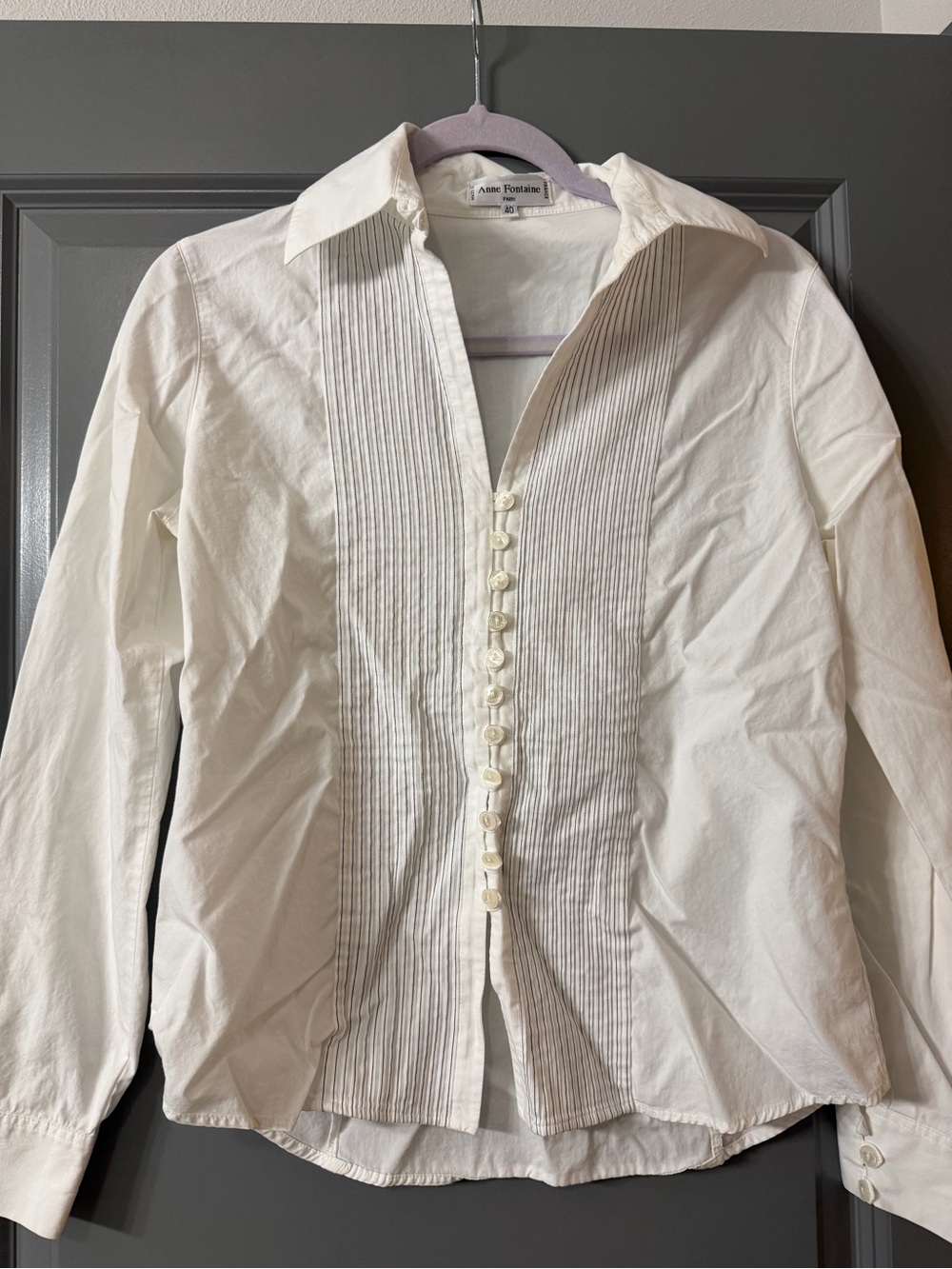 Anne Fontaine White Cotton Blouse with Label Detail